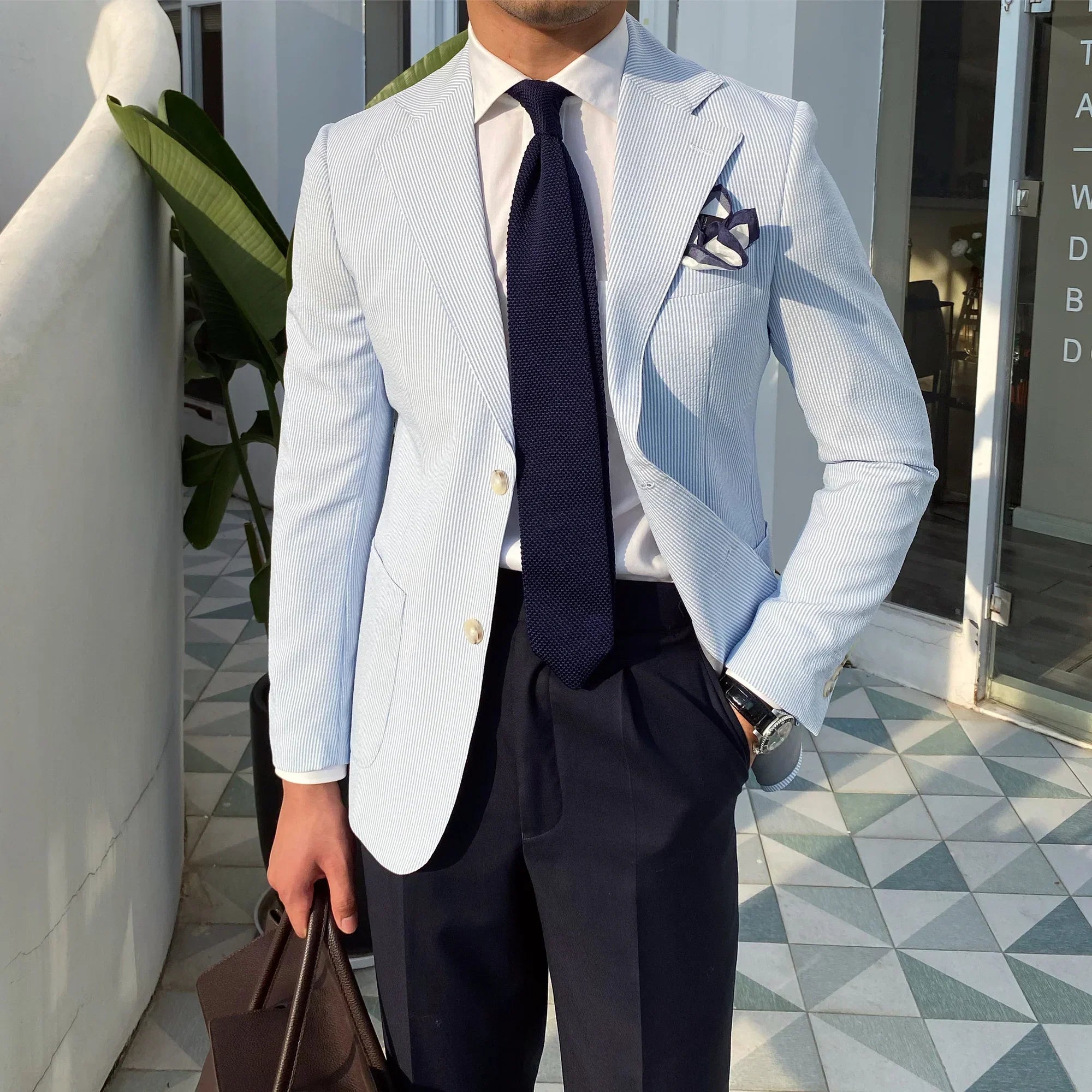 Blazer Homme à Croisé en Bleu